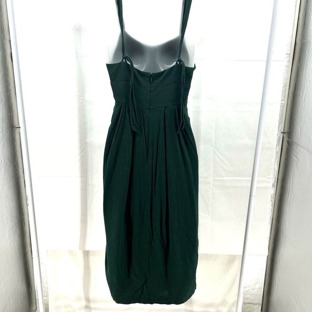 Madewell Tie Strap Elegant Green Midi Dress - Picture 3 of 4
